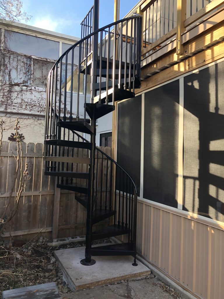 Powder coated spiral stair for commercial business